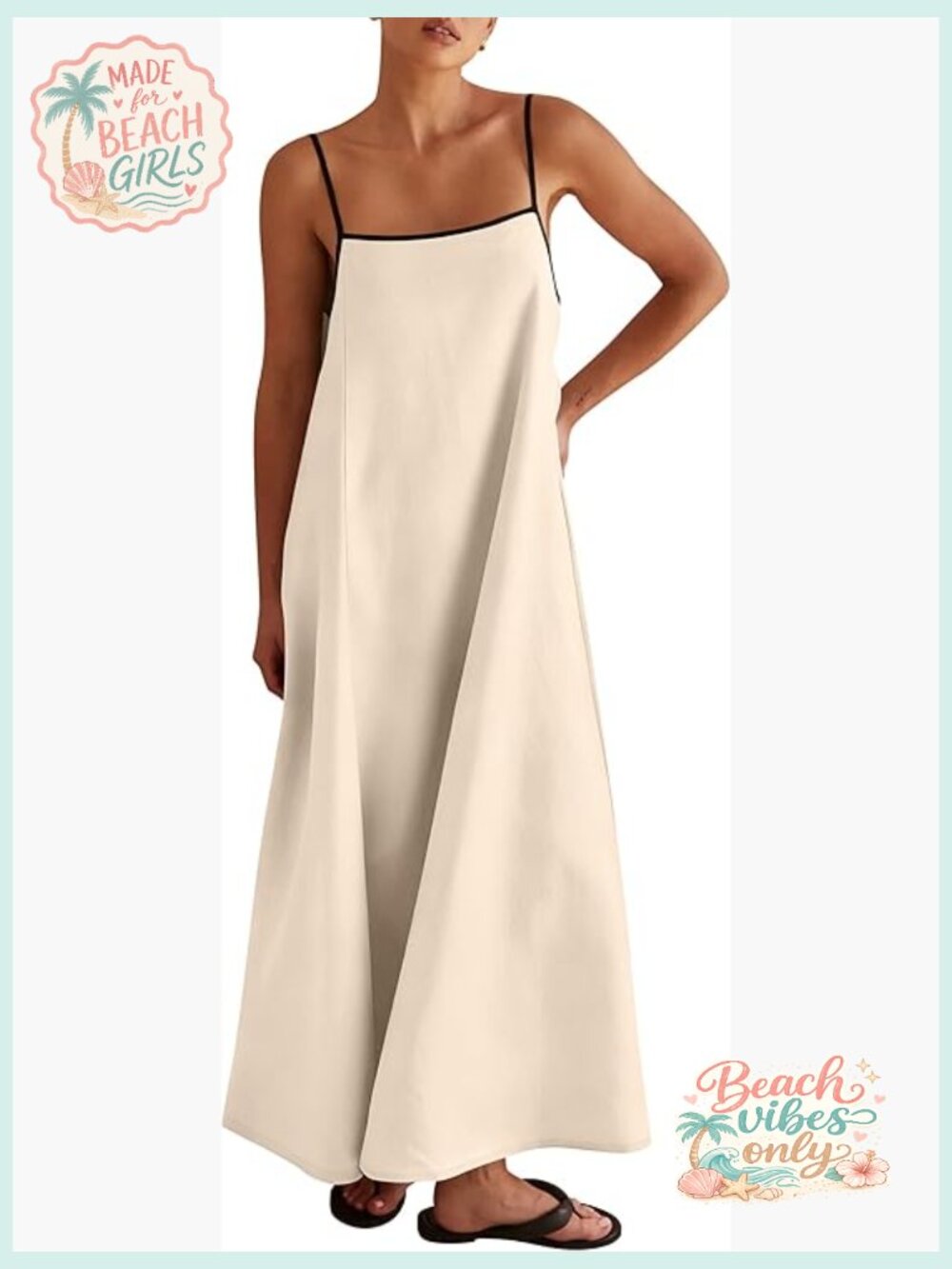 Spaghetti Strap Maxi Dress with Pockets Flowy Summer Sundress